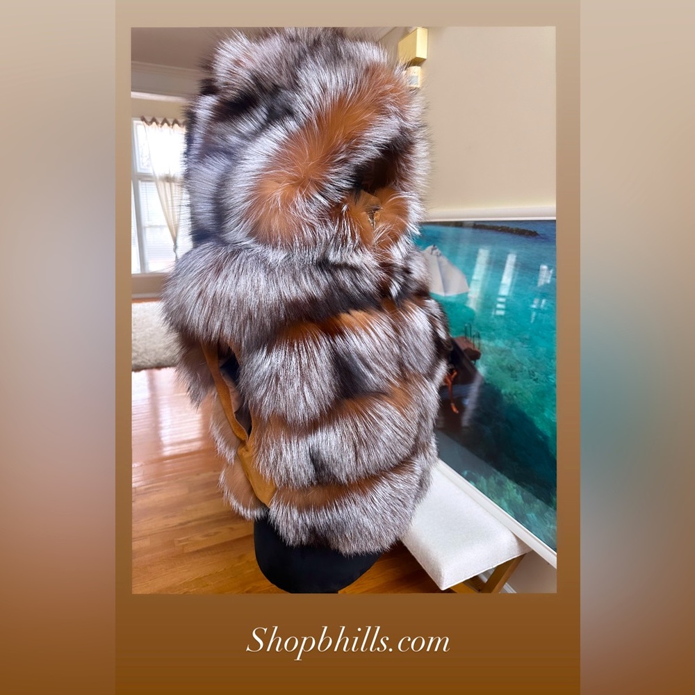 Layered Frost Fox Fur Vest